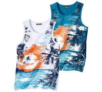 ATLAS FOR MEN - 2 Pack Men's Tank Tops - Sleeveless Vests with Summer Prints - Activewear - Sizes UK S to 4XL