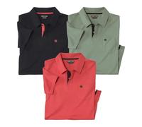 ATLAS FOR MEN - 3 Pack Men's Polo Shirts - Breathable Short Sleeve Cotton Tops in Multiple Seasonal Shades - Casual & Outdoor - UK Sizes S to 4XL