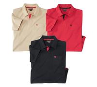 ATLAS FOR MEN - 3 Pack Men's Polo Shirts - Breathable Short Sleeve Cotton Tops in Multiple Seasonal Shades - Casual & Outdoor - UK Sizes S to 4XL