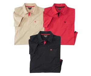 ATLAS FOR MEN - 3 Pack Men's Polo Shirts - Breathable Short Sleeve Cotton Tops in Multiple Seasonal Shades - Casual & Outdoor - UK Sizes S to 4XL