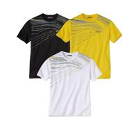 ATLAS FOR MEN - 3 Pack Men's T-Shirts - Breathable Short Sleeve Tops with Summer Prints - Activewear - UK Sizes S to 4XL