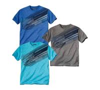 ATLAS FOR MEN - 3 Pack Men's T-Shirts - Breathable Short Sleeve Tops with Summer Prints - Activewear - UK Sizes S to 4XL