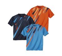 ATLAS FOR MEN - 3 Pack Men's T-Shirts - Breathable Short Sleeve Tops with Summer Prints - Activewear - UK Sizes S to 4XL
