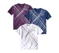 ATLAS FOR MEN - 3 Pack Men's T-Shirts - Breathable Short Sleeve Tops with Summer Prints - Activewear - UK Sizes S to 4XL