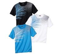 ATLAS FOR MEN - 3 Pack Men's T-Shirts - Breathable Short Sleeve Tops with Summer Prints - Activewear - UK Sizes S to 4XL