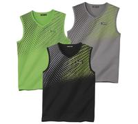 ATLAS FOR MEN - 3 Pack Men's Vests - Straight Comfort Tops with Exclusive Summer Prints - Activewear - UK Sizes S to 4XL
