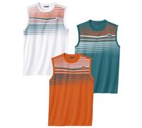 ATLAS FOR MEN - 3 Pack Men's Vests - Straight Comfort Tops with Exclusive Summer Prints - Activewear - UK Sizes S to 4XL