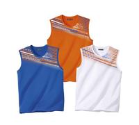 ATLAS FOR MEN - 3 Pack Men's Vests - Straight Comfort Tops with Exclusive Summer Prints - Activewear - UK Sizes S to 4XL