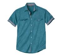 ATLAS FOR MEN - Men’s Short Sleeve Shirt - Straight Comfort Fit - Casual & Outdoor - Sizes UK S to 4XL Emerald Green