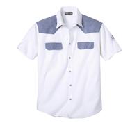 ATLAS FOR MEN - Men’s Short Sleeve Shirt - Straight Comfort Fit - Casual & Outdoor - Sizes UK S to 4XL White, Grey