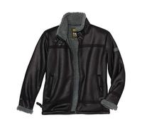 ATLAS FOR MEN - Men's Black Sherpa-Lined Aviator Jacket - L
