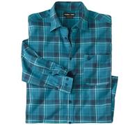 ATLAS FOR MEN - Men's Blue Checked Flannel Shirt - 4XL