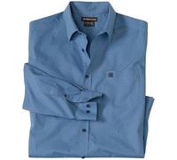 ATLAS FOR MEN - Men's Blue Patterned Poplin Shirt - XL