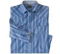 ATLAS FOR MEN - Men's Blue Wyoming Striped Shirt - M