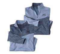 Atlas for Men Men's Brushed Fleece Jumper Pack of 2 in Indigo | Size: Large Atlas for Men Indigo L