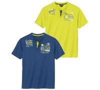 Atlas for Men Men's Button Neck T-Shirt in Mid Navy | Size: Large Atlas for Men Mid Navy L