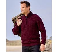 Atlas For Men Mens Cable Knit Jumper / XL Burgundy AF409