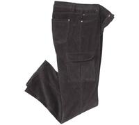 Atlas for Men Men's Corduroy Elasticated Waist Cargo Trousers in Dark Grey | Size: 28R Atlas for Men Dark Grey 28R