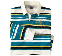 ATLAS FOR MEN - Men's Ecru Striped Rugby Polo Shirt - 3XL