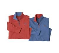 Atlas for Men Men's Half Zip Top Pack of 2 in Maroon | Size: XL Atlas for Men Maroon XL