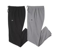 Atlas for Men Men's Microfleece Jogging Bottoms Pack of 2 in Black | Size: Large Atlas for Men Black L