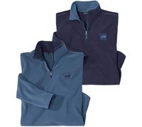 Atlas for Men Men's Microfleece Jumper Pack of 2 in Duck Egg Blue | Size: 2XL Atlas for Men Duck Egg Blue 2XL