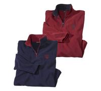 Atlas for Men Men's Microfleece Jumper Pack of 2 in Navy | Size: Large Atlas for Men Navy L