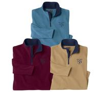 Atlas for Men Men's Microfleece Jumper (Pack of 3) in Plum | Size: Large Atlas for Men Plum L