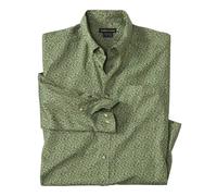 Atlas For Men Mens Microprint Poplin Shirt - Khaki Green - XL - Khaki Green - 100% Cotton