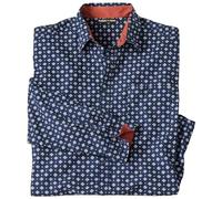 ATLAS FOR MEN - Men's Navy Patterned Poplin Shirt - M