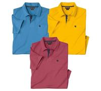Atlas for Men Men's Plain Polo Shirt (Pack of 3) in Duck Egg Blue | Size: Medium Atlas for Men Duck Egg Blue M