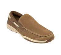 Atlas for Men Men's Split Leather Elasticated Moccasins in Light Brown | Size: 6.5 Atlas for Men Light Brown 6.5
