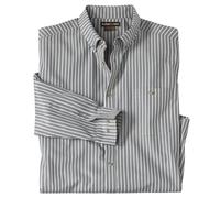 Atlas For Men Mens Striped Poplin Shirt - Grey/White - XL - Grey/White - 100% Cotton