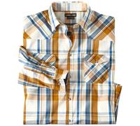 ATLAS FOR MEN - Men's Texas Checked Shirt - Ecru Yellow Blue - 3XL