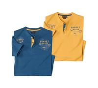 Atlas for Men Men's Tropical T-Shirt Pack of 2 in Mid Navy | Size: Medium Atlas for Men Mid Navy M