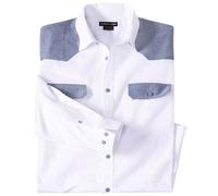 Atlas for Men Men's Western Contrast Panel Shirt in White | Size: 3XL Atlas for Men White 3XL
