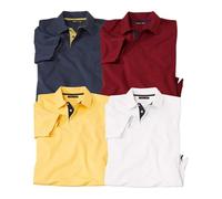 ATLAS FOR MEN - Pack of 4 Men's Contrast Polo Shirts - XL