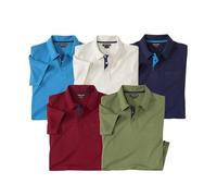 ATLAS FOR MEN - Pack of 5 Casual Jersey Polos - M