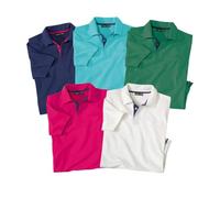 ATLAS FOR MEN - Pack of 5 Men's Summer Polo Shirts - S