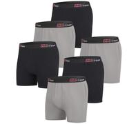 ATLAS FOR MEN - Pack of 6 Men's Plain Boxer Shorts - 3 Black 3 Grey - XXL