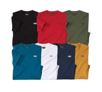 ATLAS FOR MEN - Pack of 7 Men's Atlas T-Shirts - Black Red Khaki Blue White Navy Yellow - S
