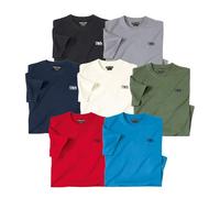 ATLAS FOR MEN - Pack of 7 Men's Cotton T-Shirts - Black Red Green Grey Blue White Navy - 4XL