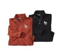 ATLAS FOR MEN - Set of 2 Eagle Star Fleece Sweaters - M Taupe, Black