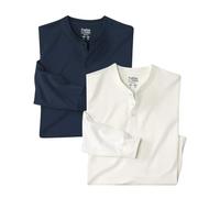 ATLAS FOR MEN - Set of 2 Long Sleeve Button Down T-Shirts - 4XL