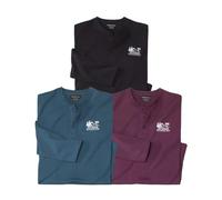 ATLAS FOR MEN - Set of 3 Button-Down T-Shirts - M