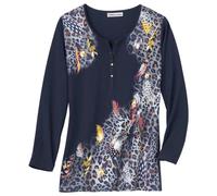 Atlas For Women Animal Print Top In Mid Blue Mid Blue