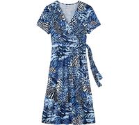Atlas For Women Animal Print Wrap Dress In Mid Blue Mid Blue 16-18
