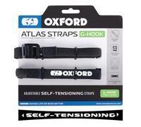 Atlas G-Hook (Pair), 17mm x 2.0m, Black. Motorcycle Adjustable Luggage Strap