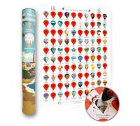 Atlas & Green Top 100 destinations Scratch Off Poster, Top 100 Scratch Off travel destination Poster, Up to Date with 2025 Hotspots, Gift Tube with Stickers