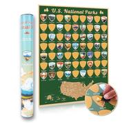 Atlas & Green US National Parks Scratch Off Poster. A2 National Parks Map. USA Travel Map Scratch Off Poster. USA Scratch Off Map National Park Posters Travel Map Tracker With Gift Tube